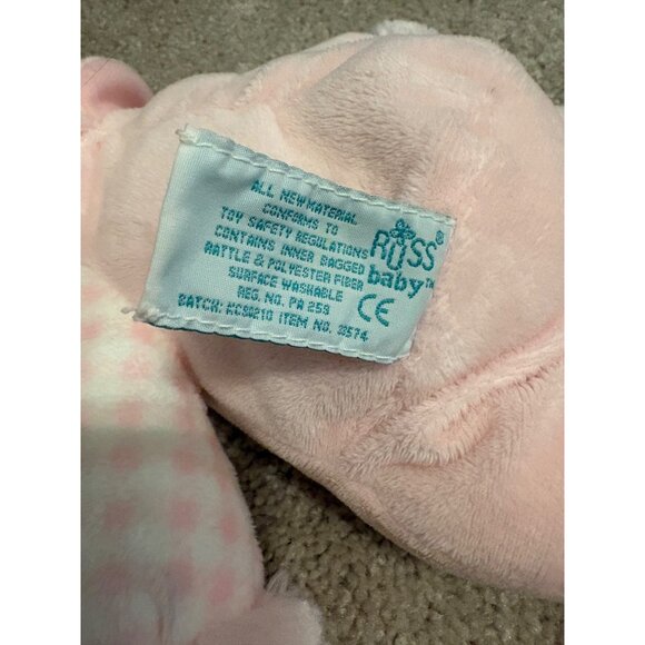 Russ Rattle Pals Soft‎ Pink Plush Teddy Bear w Rattle Inside 12" tall - Picture 9 of 9